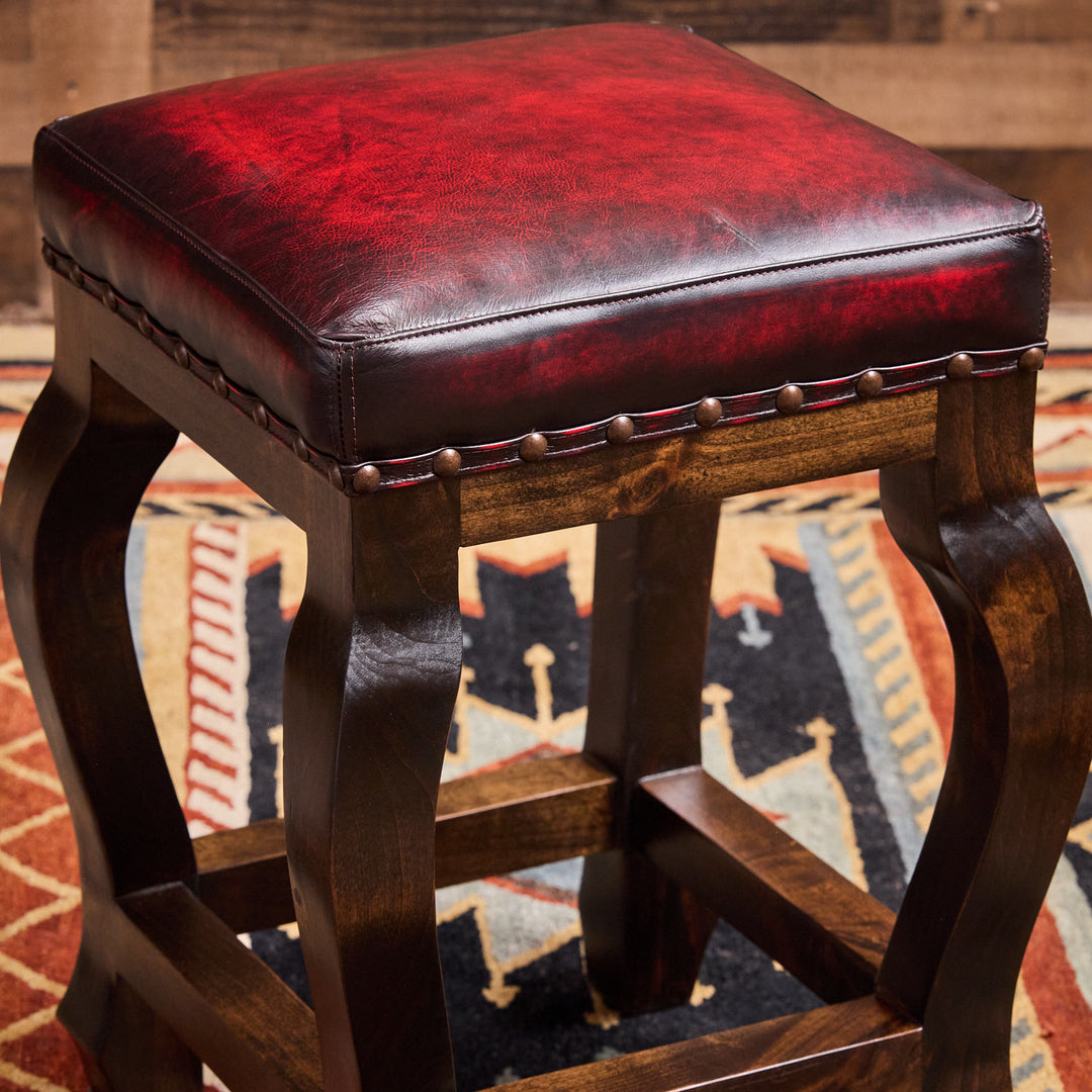 Andres Red Leather Stool