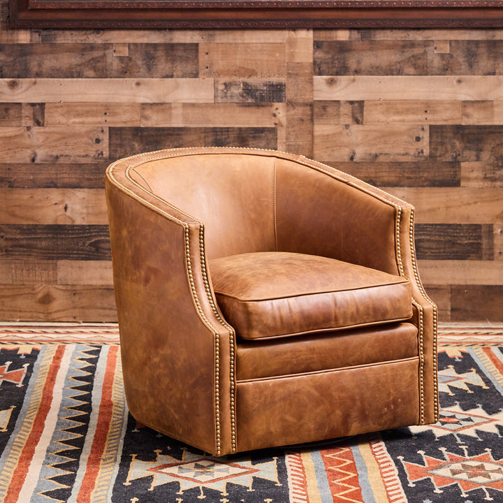 Belton Western Leather Swivel Chair