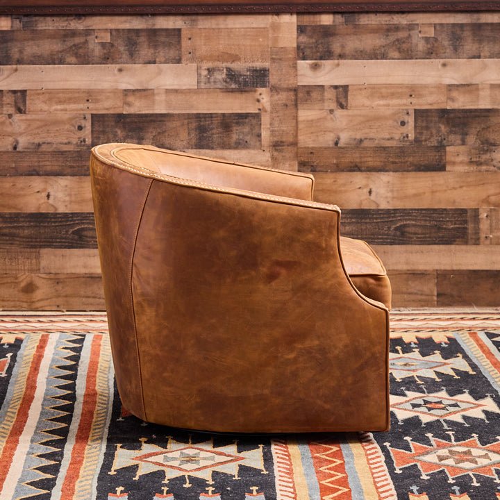 Belton Western Leather Swivel Chair