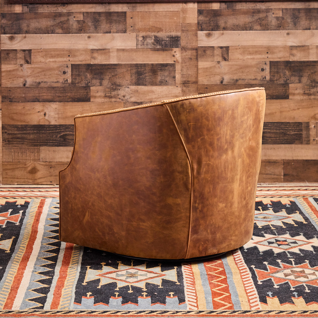 Belton Western Leather Swivel Chair