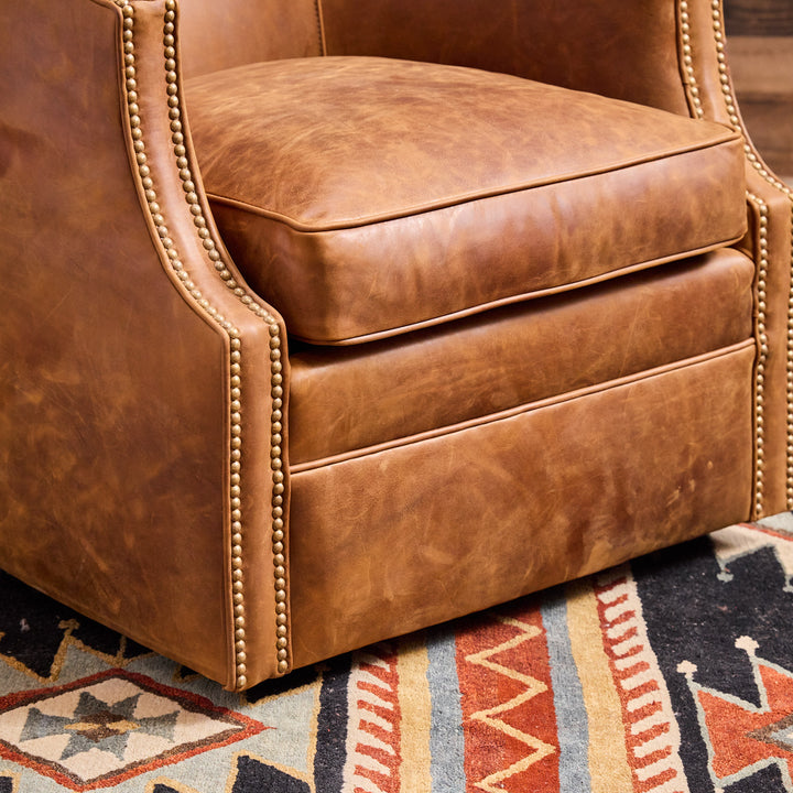Belton Western Leather Swivel Chair