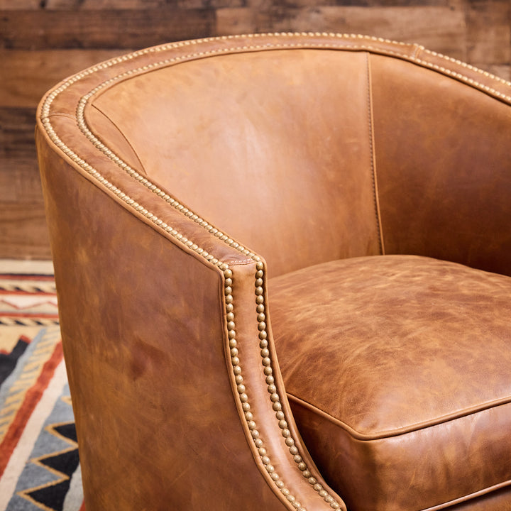 Belton Western Leather Swivel Chair