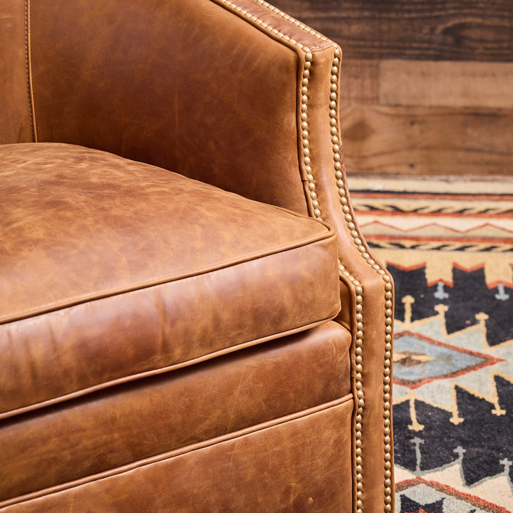 Belton Western Leather Swivel Chair
