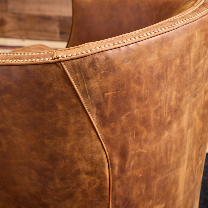 Belton Western Leather Swivel Chair