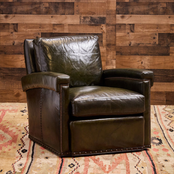 Highland Park Emerald Leather Swivel Chair