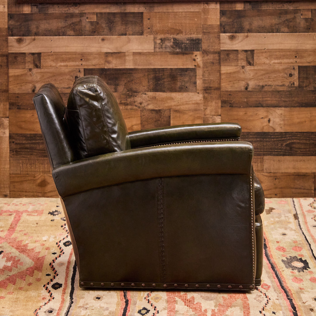 Highland Park Emerald Leather Swivel Chair