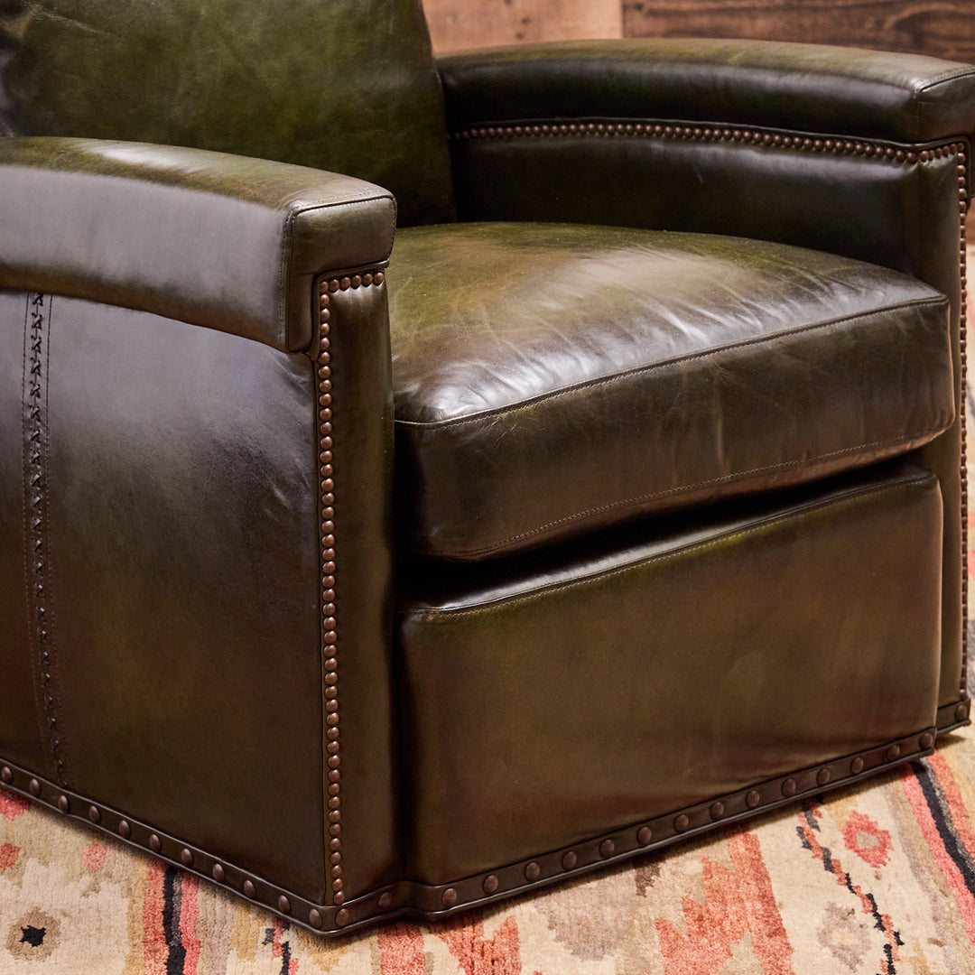 Highland Park Emerald Leather Swivel Chair