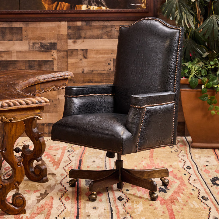 Barrett Black Croc Leather Office Chair