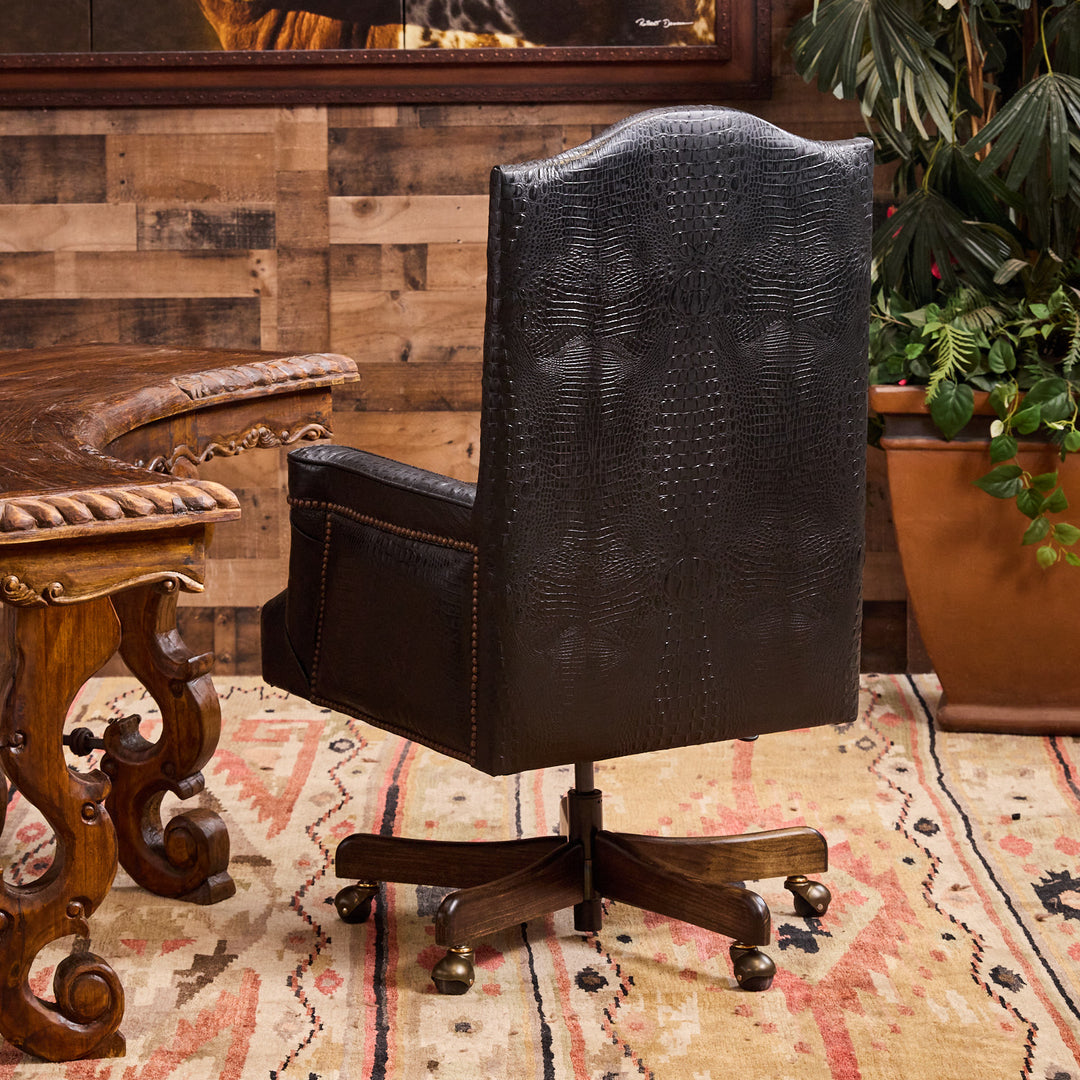 Barrett Black Croc Leather Office Chair