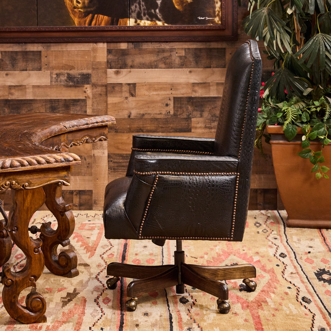 Barrett Black Croc Leather Office Chair