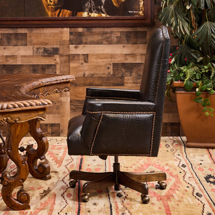 Barrett Black Croc Leather Office Chair