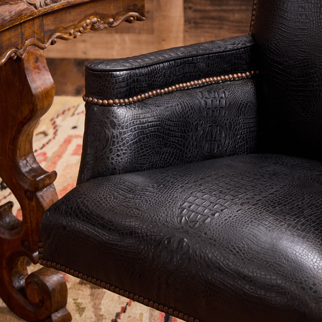 Barrett Black Croc Leather Office Chair