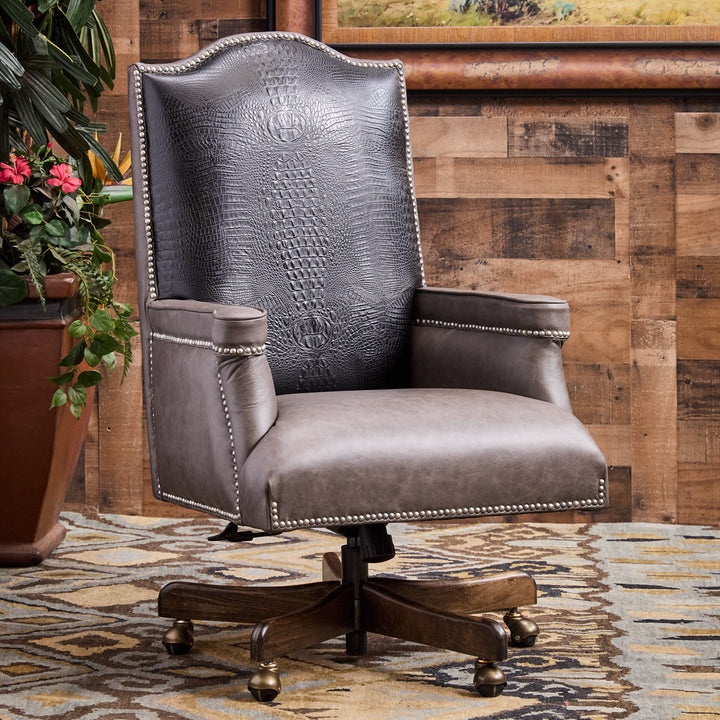 Barrett Gray and Black Croc Leather Office Chair