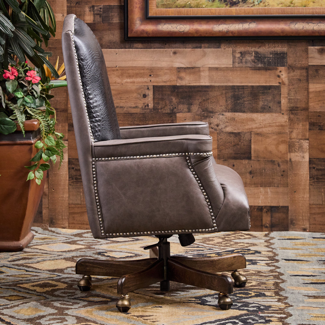 Barrett Gray and Black Croc Leather Office Chair
