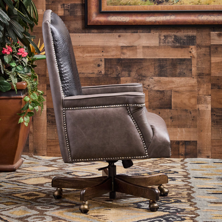 Barrett Gray and Black Croc Leather Office Chair