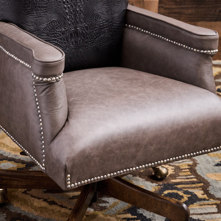 Barrett Gray and Black Croc Leather Office Chair