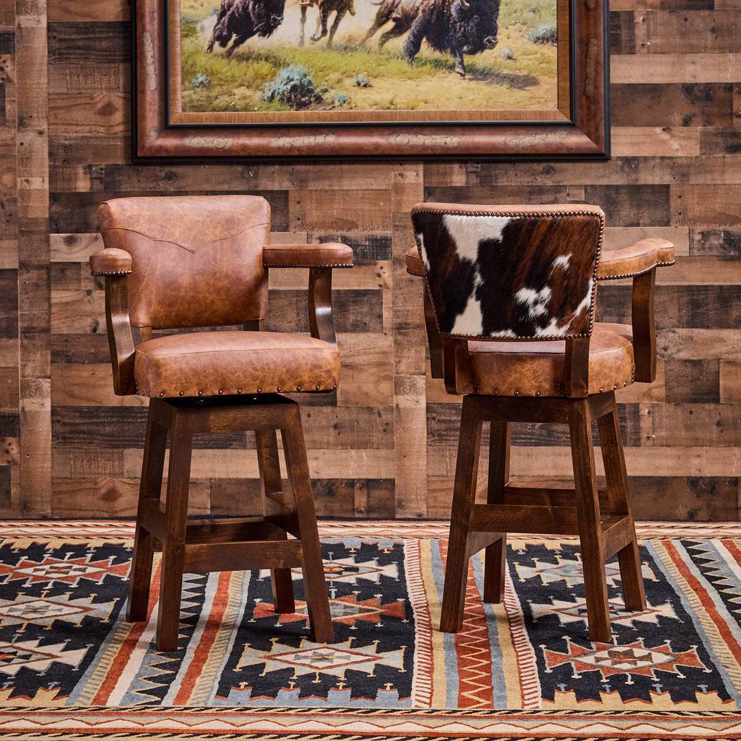Paint Rock Western Cowhide Bar Stool