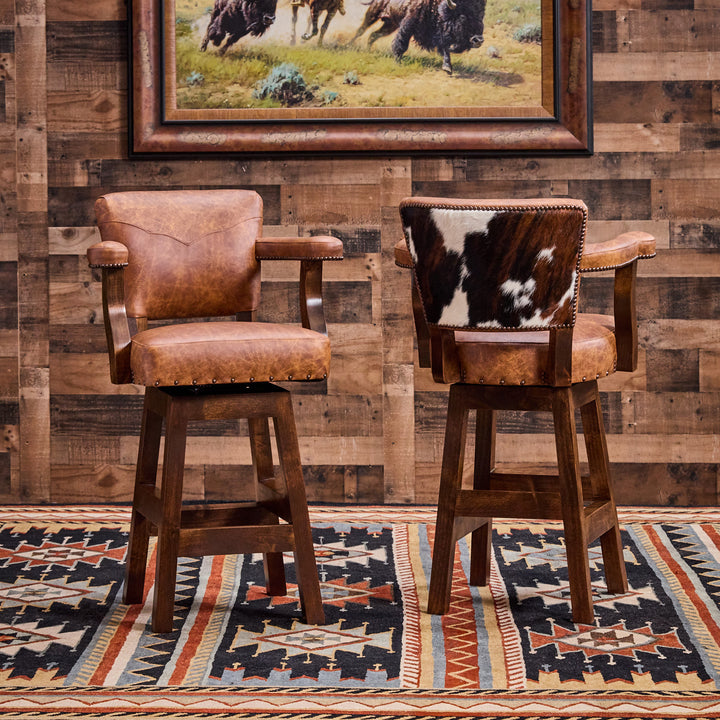 Paint Rock Western Cowhide Bar Stool