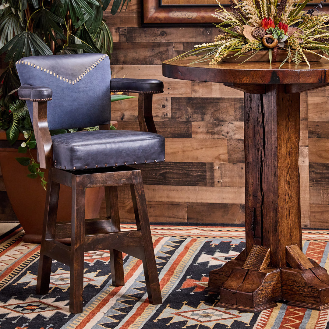 Wrangler Blue Leather Bar Stool
