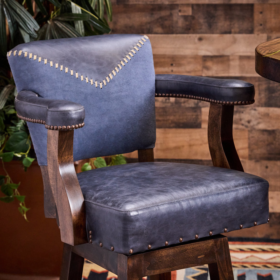 Wrangler Blue Leather Bar Stool