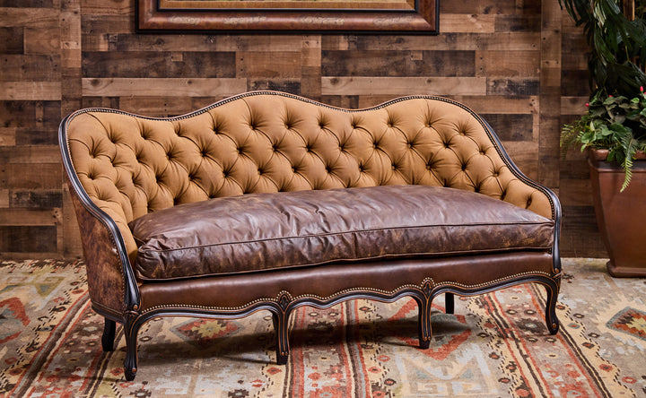Open Range Tufted Sofa with Cowhide