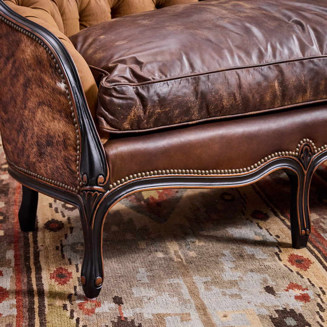 Open Range Tufted Sofa with Cowhide