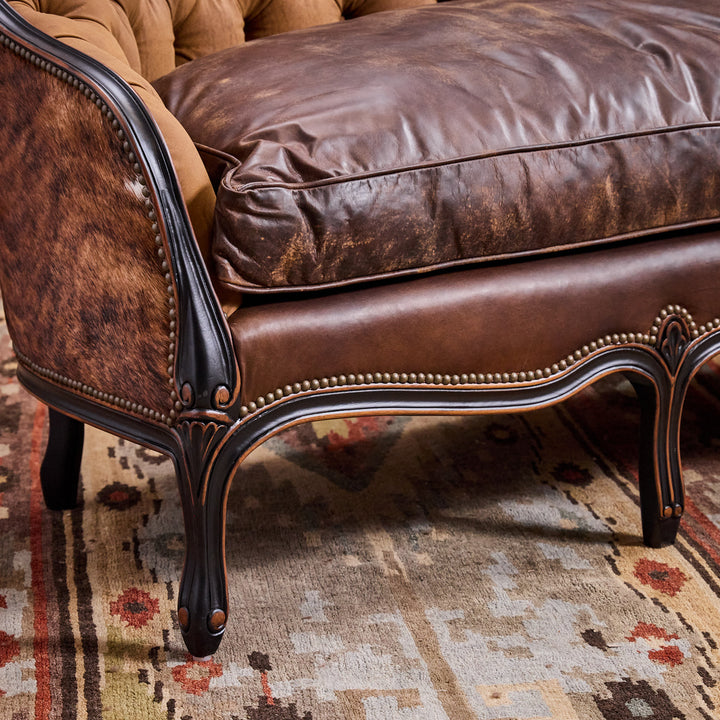 Open Range Tufted Sofa with Cowhide