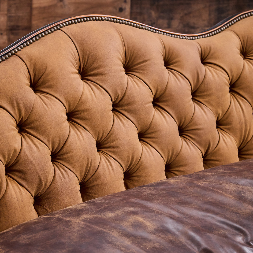 Open Range Tufted Sofa with Cowhide