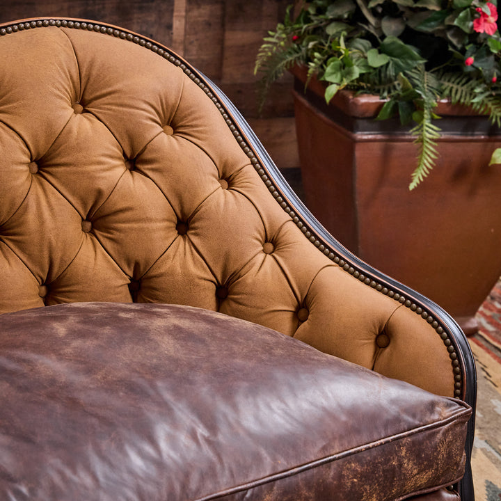 Open Range Tufted Sofa with Cowhide