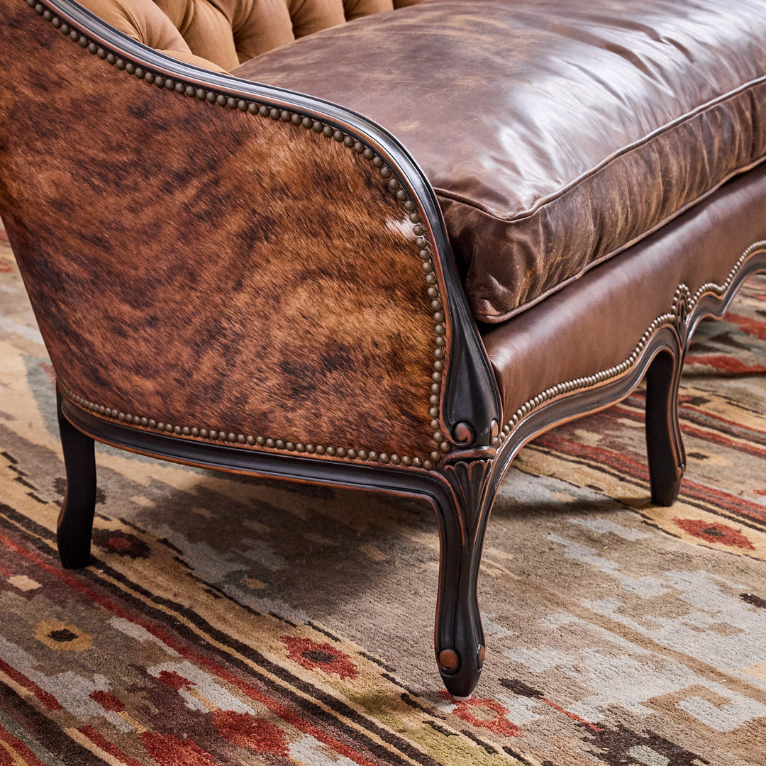 Open Range Tufted Sofa with Cowhide