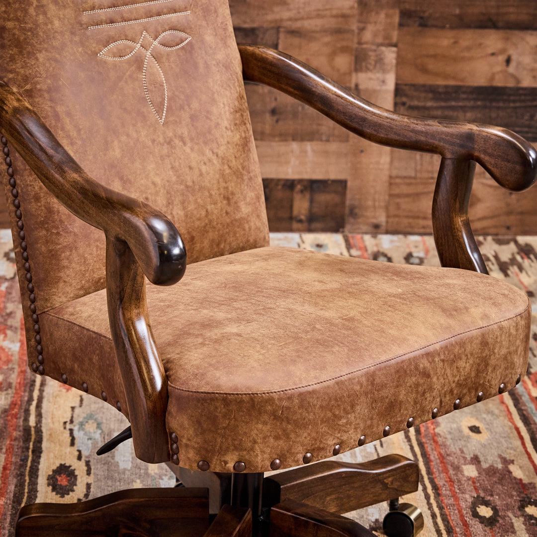 Rawhide Boot Stitch Leather Office Chair