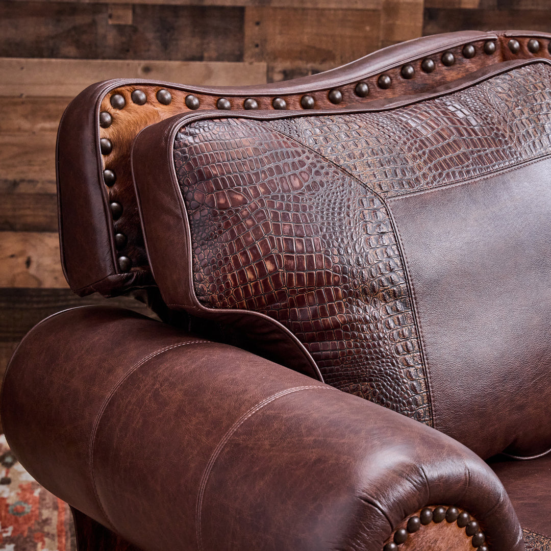 Katy Western Cowhide Reclining Loveseat