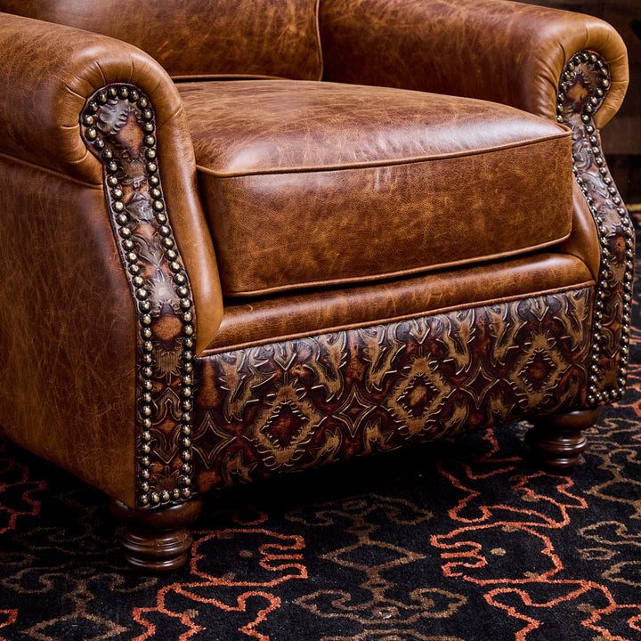 Dixie Western Leather Chair & Ottoman