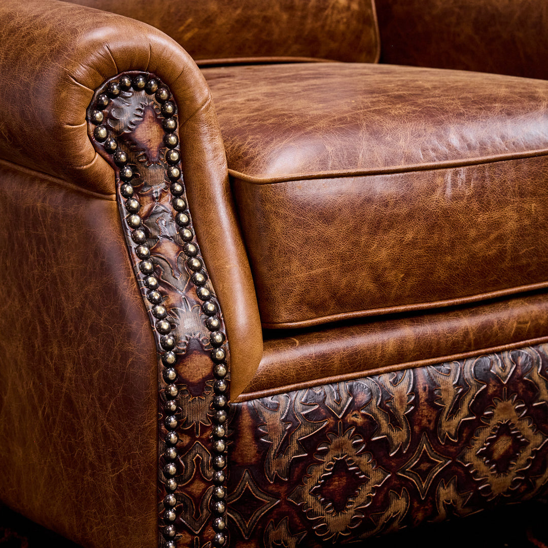Dixie Western Leather Chair & Ottoman