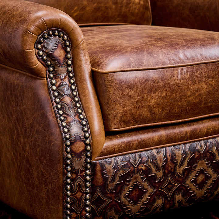Dixie Western Leather Chair & Ottoman