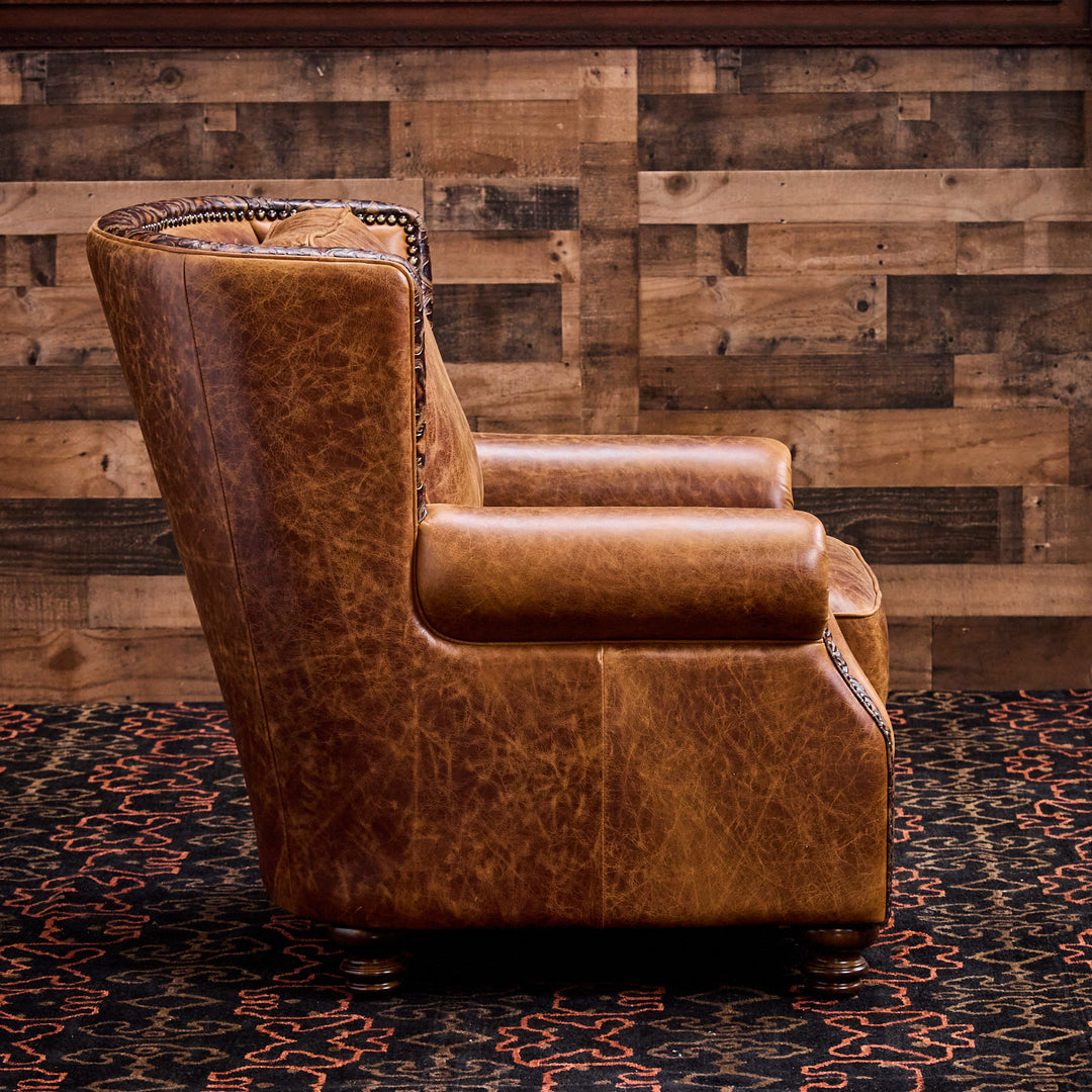 Dixie Western Leather Chair & Ottoman