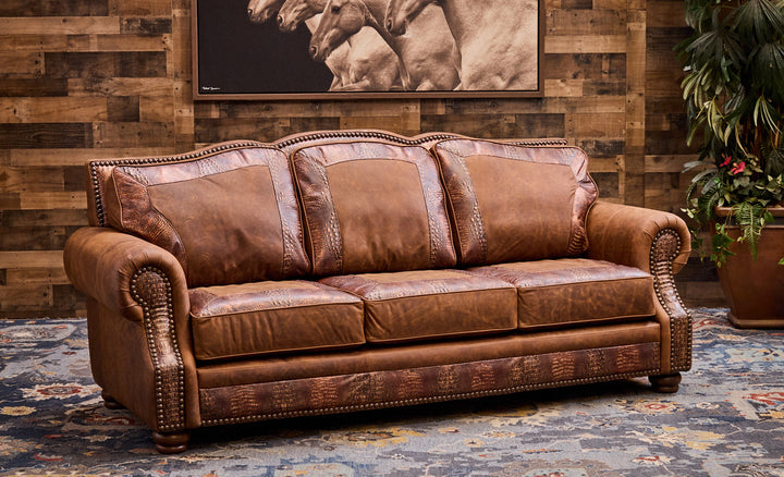 Copper Croc Leather Sofa