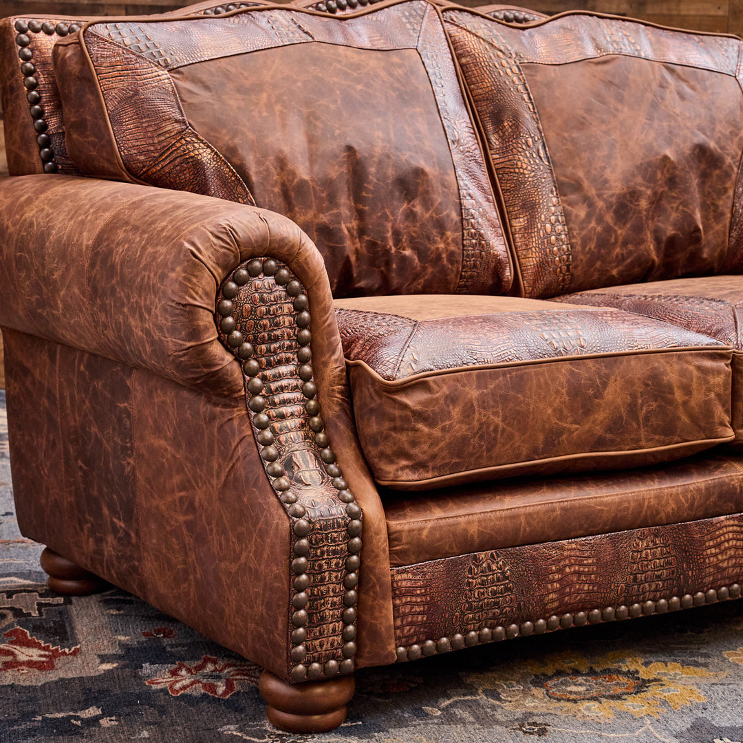 Copper Croc Leather Loveseat