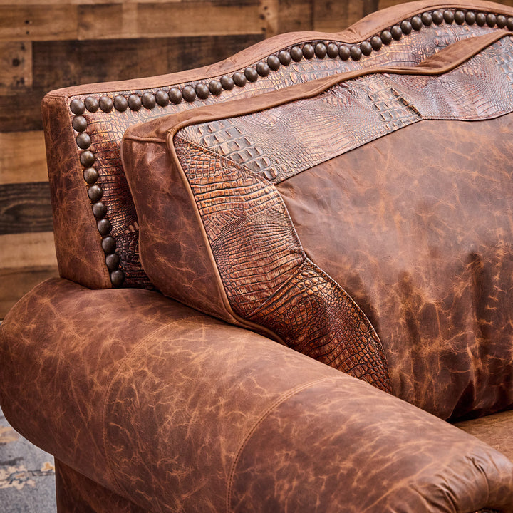 Copper Croc Leather Loveseat