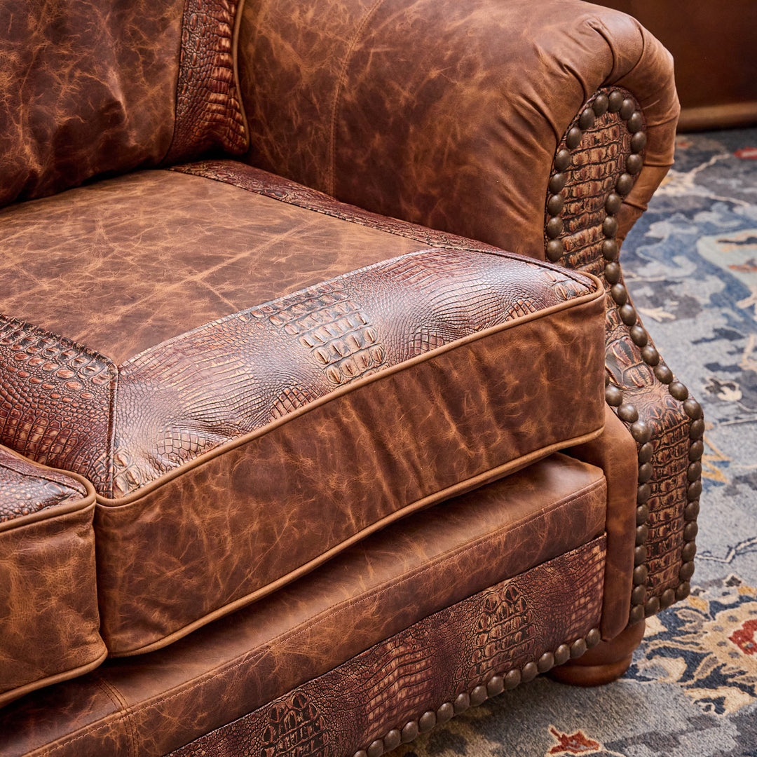 Copper Croc Leather Loveseat