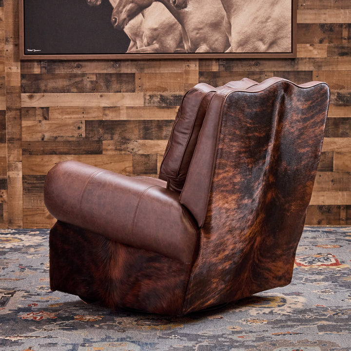 Katy Western Cowhide Swivel Recliner