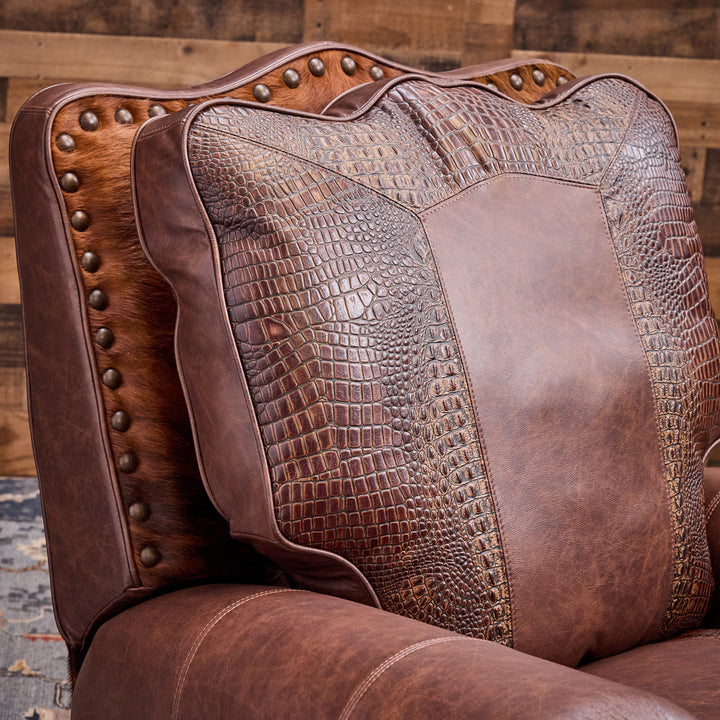 Katy Western Cowhide Swivel Recliner