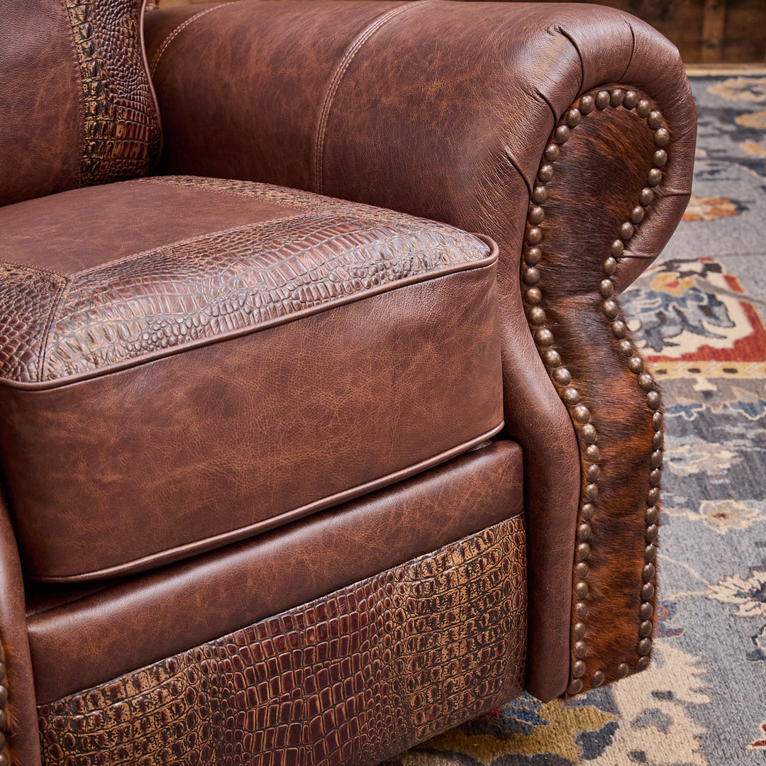 Katy Western Cowhide Swivel Recliner