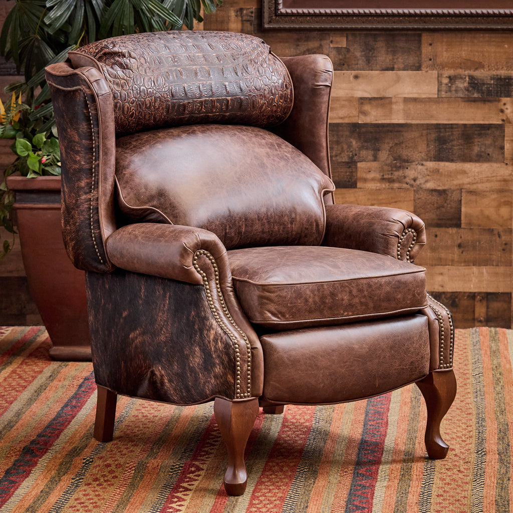 Alejandra Croc and Cowhide Recliner | Western Leather Recliner