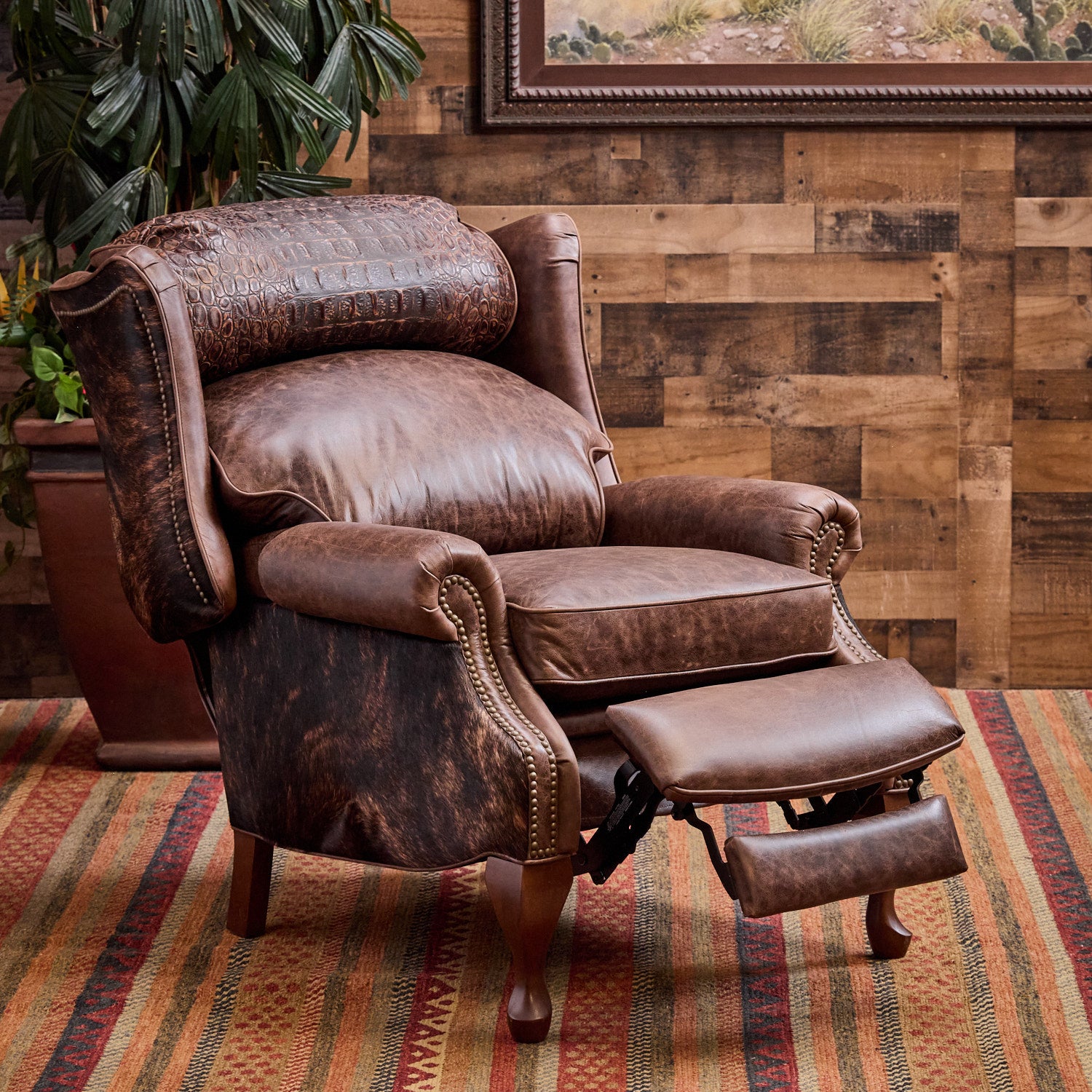 Alejandra Croc and Cowhide Recliner | Western Leather Recliner