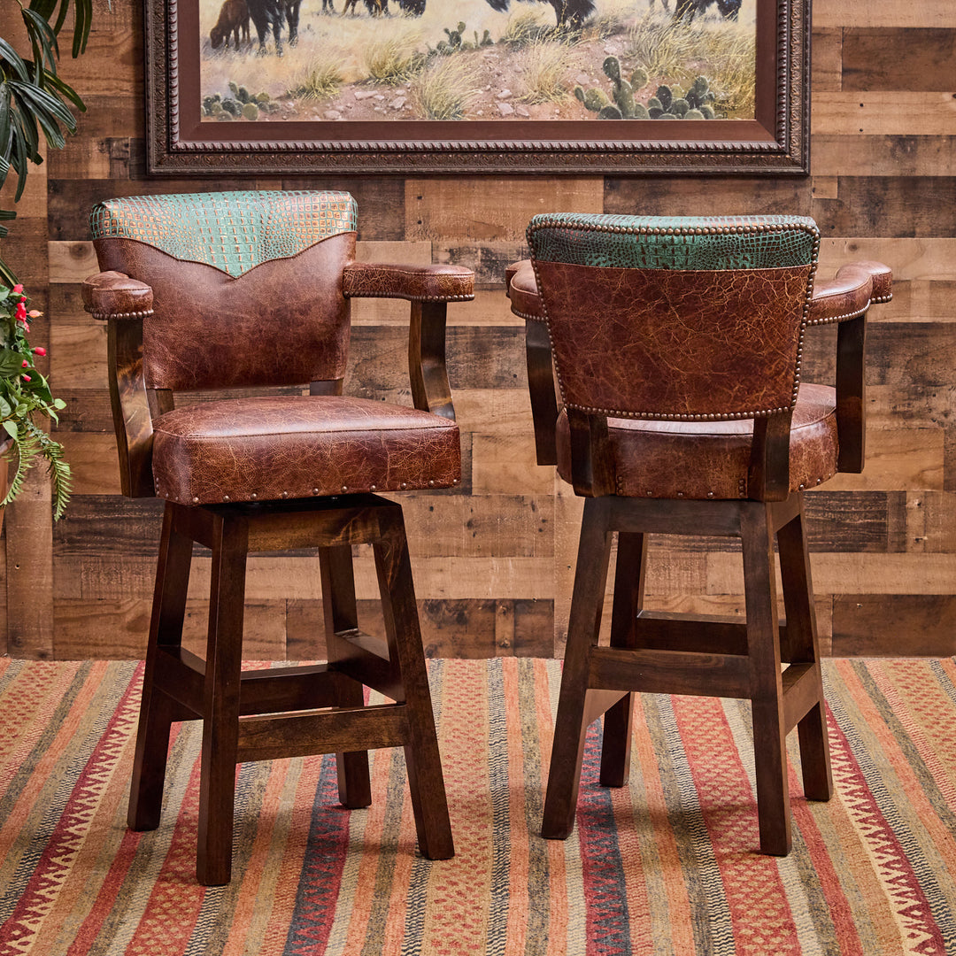 Dryland Western Leather Bar Stool