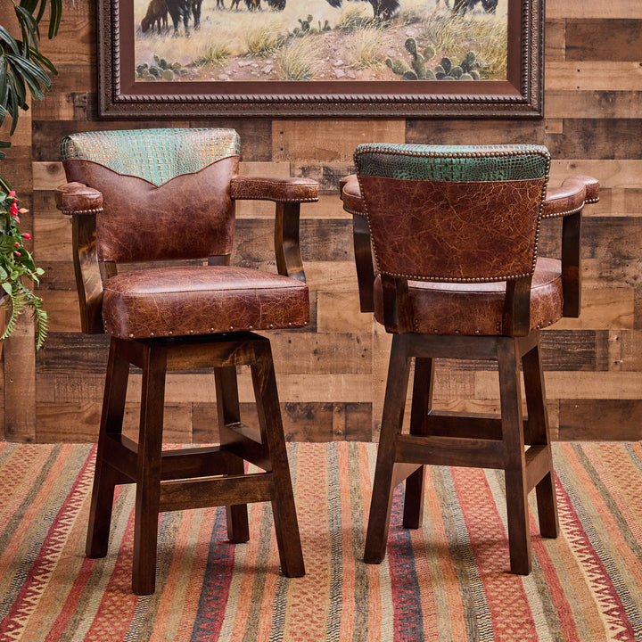 Dryland Western Leather Bar Stool