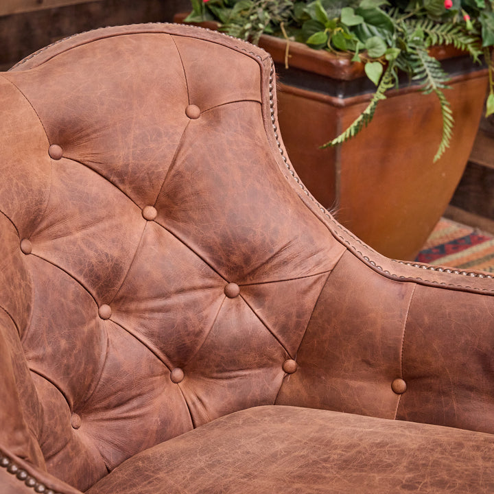 Mabank Western Cowhide and Leather Swivel Glider Chair