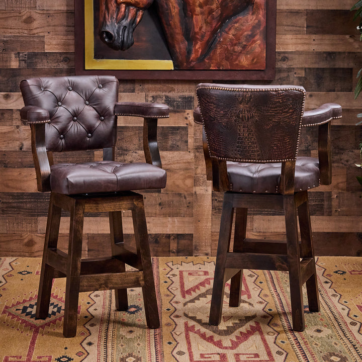 Palo Duro Croc Leather Barstool