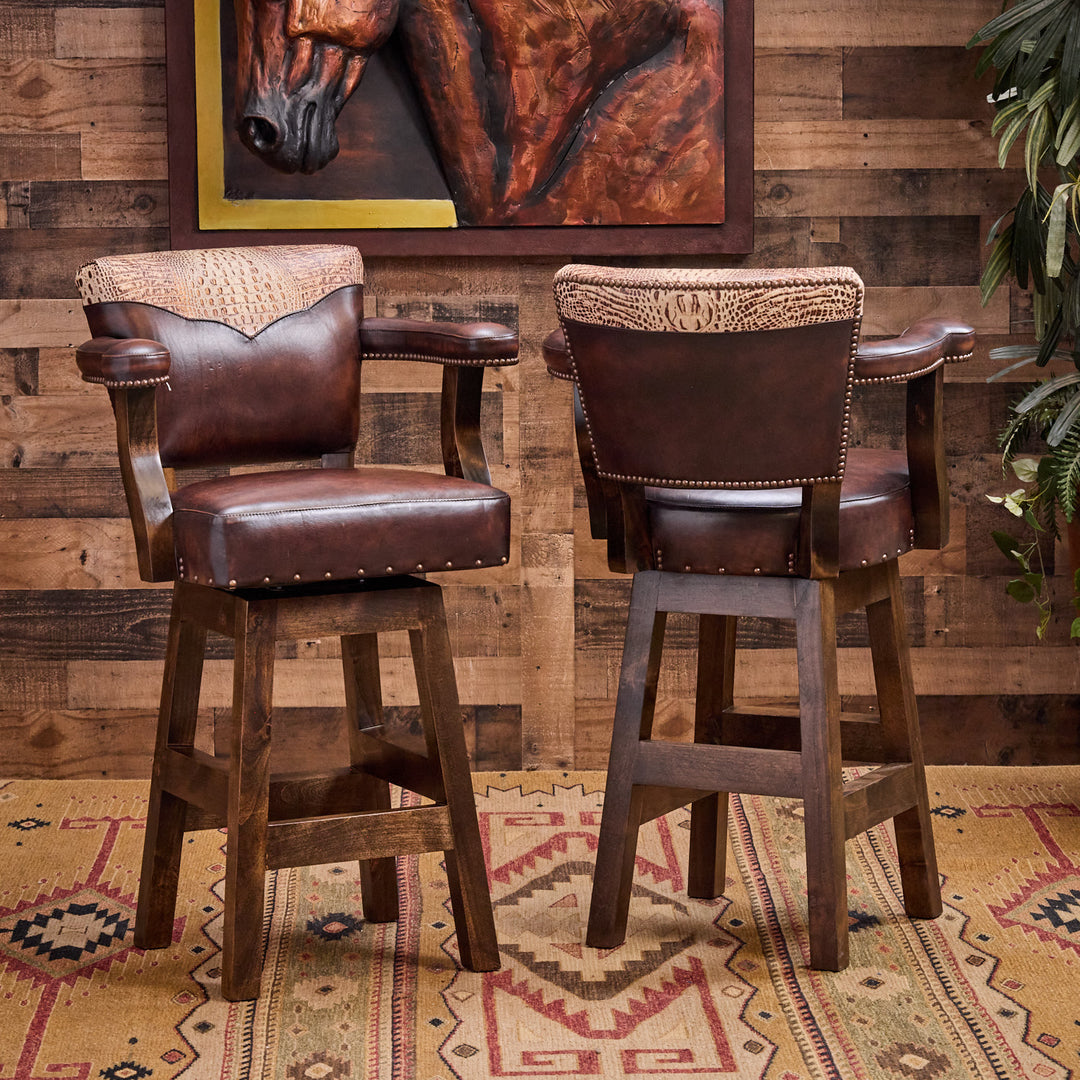 Aryanna Western Leather Bar Stool